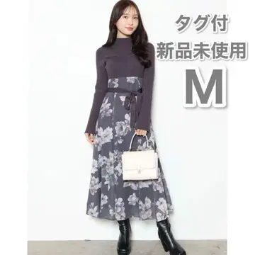 머큐리 듀오 플라워 도킹 롱 슬리브 원피스 M 퍼플