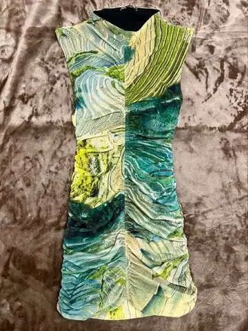 ZARA 슬리브리스 미니 원피스 S 그린 계열