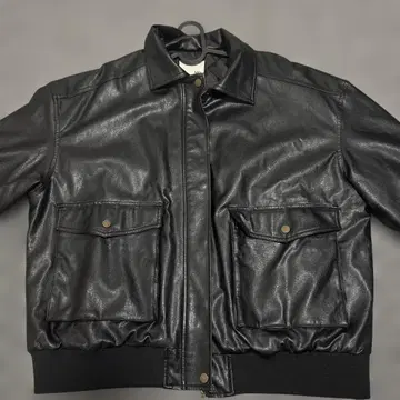 블랙 레더 봄버 자켓
