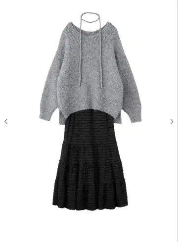 오프숄더 니트 x 프릴 캉캉 스커트 코코딜 cocodeal