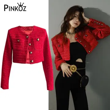Pinkoz 숏 트위드 자켓