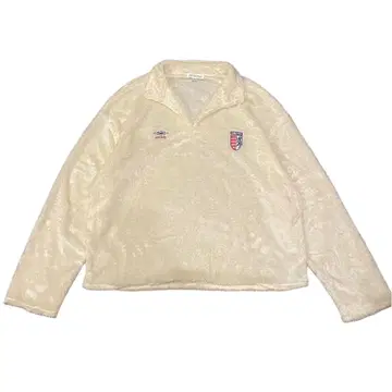 구제 의류 보아 플리스 풀오버 하프 지퍼 아이보리