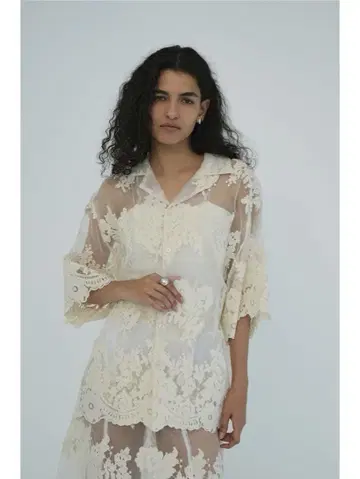 CLANE SHEER FLOWER LACE SHIRTS
