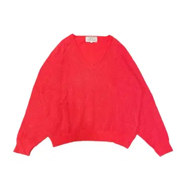 90s 구제 의류 V넥 핑크 니트