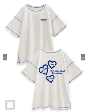 [ 새상품 ] GRL 백 하트 사가 자수 T셔츠 [tu1167] 화이트