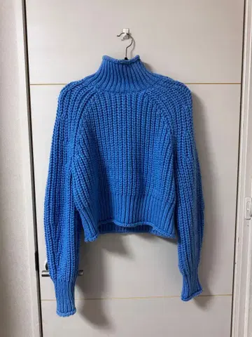 H&M 하이넥 크롭 니트 M 파랑