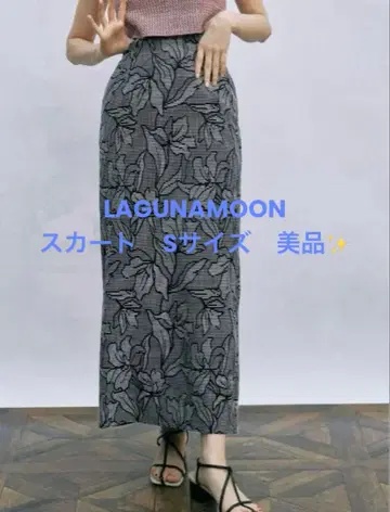 LAGUNAMOON 플라워 자카드 내로우 스커트 S 사이즈 블랙