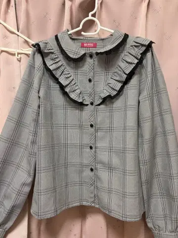 MARS 체크 무늬 프릴 긴팔 셔츠