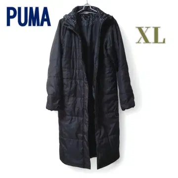 고품질 푸마 충전솜 롱 벤치 코트 XL 사이즈 후드 부착 다운 코트 방한