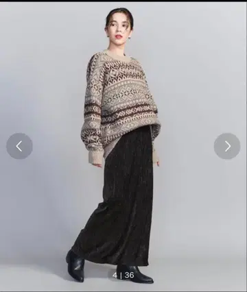 BEAUTY&YOUTH 벨로아 플리츠 롱 타이트 스커트 M