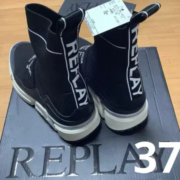 정가 18700엔 REPLAY 블랙 숏부츠 GWS95 사이즈 37