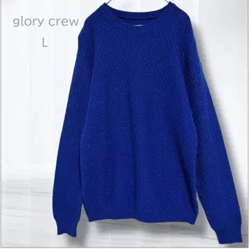 글로리 크루 쿨넥 니트 스웨터 L 블루 레이어드 캐주얼