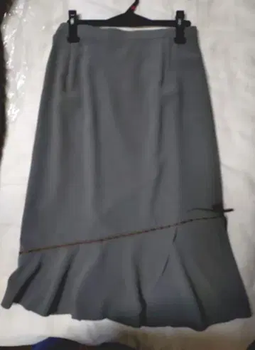 그레이 플레어 롱 스커트 미사용 택 포함