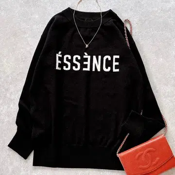 인기 스픽 앤 스팬 ESSENCE 로고 니트 울 긴팔 블랙