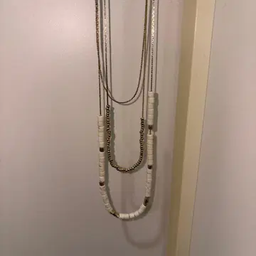 화이트 골드 3연 목걸이