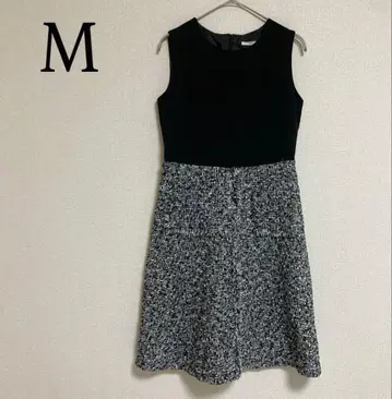 프리마 셰레르 트위드 원피스 무릎 기장 원피스 M 블랙 계열 슬리브리스