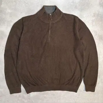 90s~00s 에디 바우어 하프 지퍼 케이블 짜임 브라운 L