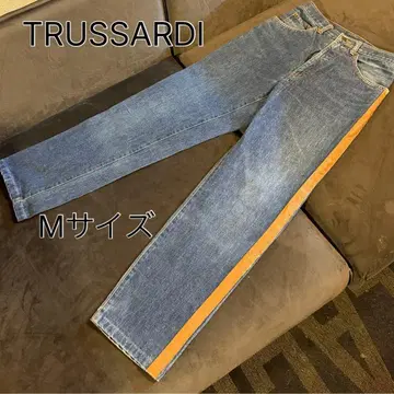 [ TRUSSARDI ] 브라운 가죽 사이드 라인 데님