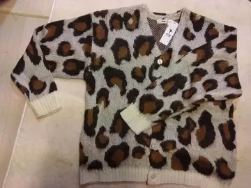 WEGO 레오파드 무늬 니트 가디건 긴팔