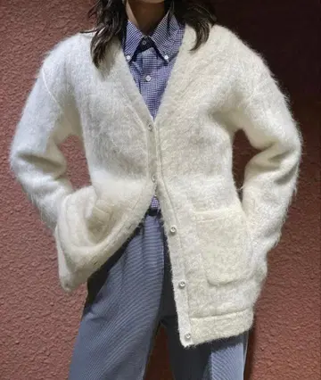 6(ROKU)MOHAIR SHAGGY V NECK 가디건