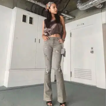 JUEMI SOMETHING inyo 페인트 플레어 데님 M