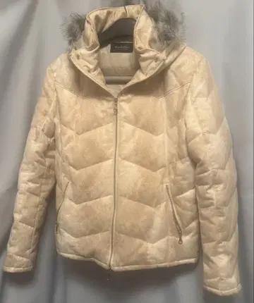 텐더 마트 후드 부착 다운 자켓 스웨이드 블루종