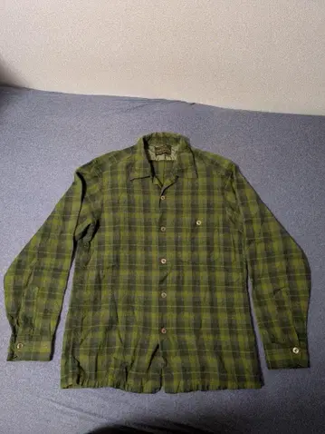 sir pendlton 올리브 그린 체크 무늬 긴팔 셔츠 M