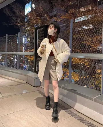 hinari 노카라 충전솜 스티치 코트