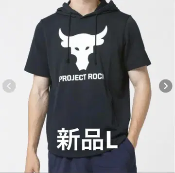 UA 프로젝트 락 테리 숏슬리브 후디 L 블랙