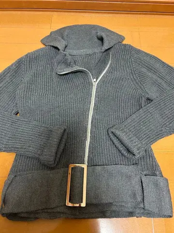 라이더스풍 디자인 니트 자켓 벨트 포함 비대칭