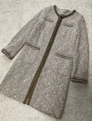 그레이 노카라 자켓 롱 기장