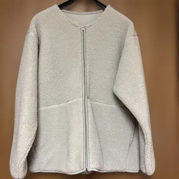 무인양품 미사용 새상품 보아 플리스 노카라 자켓 XL 라이트 그레이