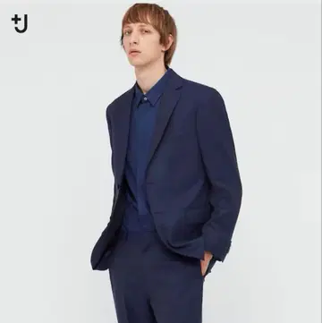 새상품급 유니클로 +J 울 테일러드 자켓 (스트라이프) 네이비 M