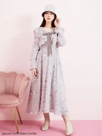 SNIDEL 플리츠 스커트 컬러 프린트 원피스