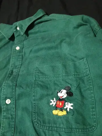 레어 빈티지 미키 90s 긴팔 셔츠 2XL 그린