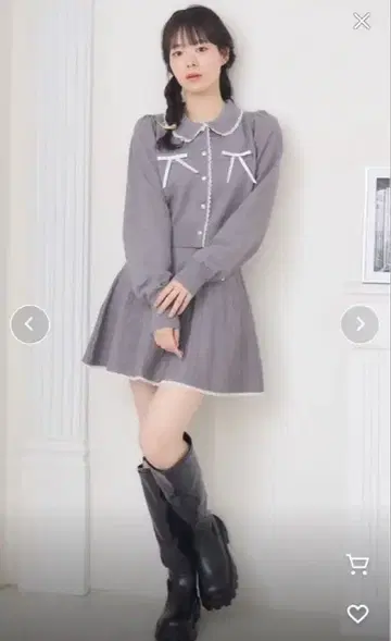 emsexcite RETRO GIRL 니트 셋업 그레이