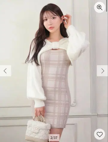 LIP SERVICE 리본 페더 앙상블 니트 원피스