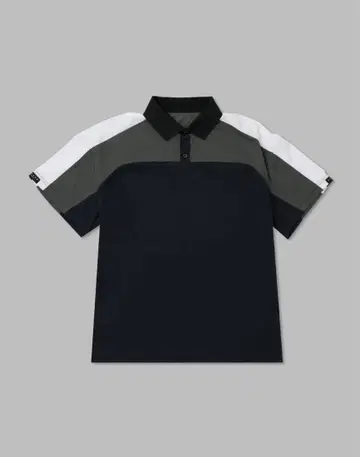 CRONOS BLACK COLOR-BLOCK POLO SHIRT