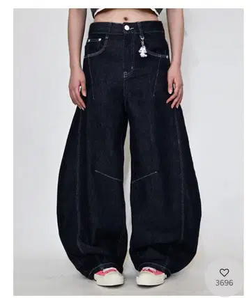 지저인 스티치 벌룬 인디고 데님