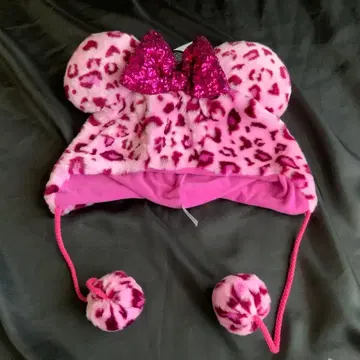 디즈니 팬캡 미니 레오파드 무늬 핑크