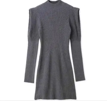 스나이델 리브 니트 미니 원피스 그레이