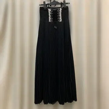 [ OZZ ] 블랙 플리츠 롱 스커트