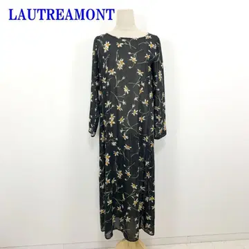 로트레아몽 긴팔 롱 원피스 블랙 울 나일론 2 C3787