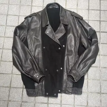 가죽 테일러드 자켓 더블 스웨이드 절개 천연 가죽 짧은 기장