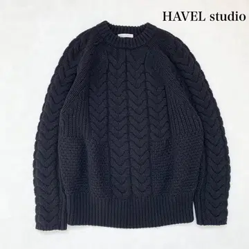 HAVELstudio 빅 케이블 니트 캐시미어 혼방 블랙