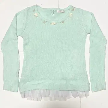 비쥬 니트 민트 그린 레이스 탈부착 가능