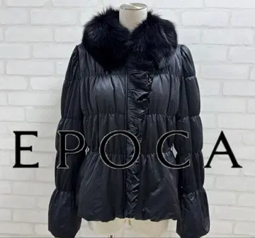 새상품급 EPOCA 프릴 장식 블랙 다운 자켓 폭스