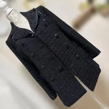 새상품급 프라이빗 라벨 트위드 자켓 블랙 계열 두꺼운 원단 울 일본제