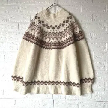 GLOBAL WOR 라메 자카드 니트 풀오버 상의 니트 스웨터