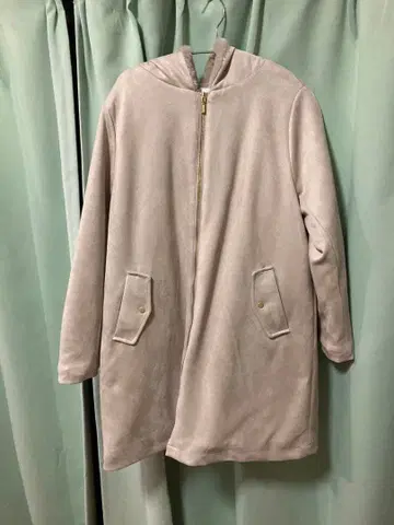 후드 부착 베이지 롱 코트 사이즈 M~L 경량 그레이지 새상품급